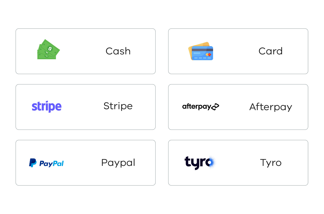 Configure cash, card, and credit payments